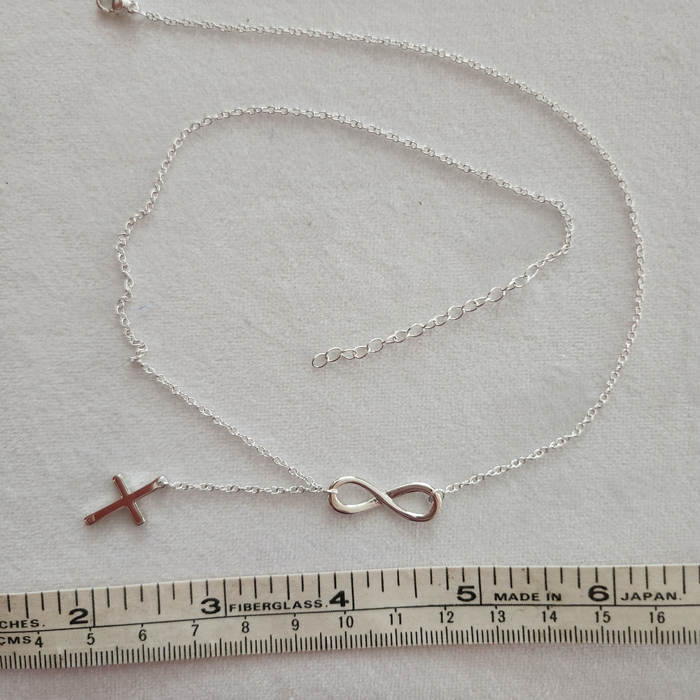 Silver Infinity Cross Necklace - image 1